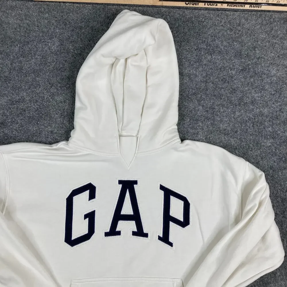 GAP Hoodie Kids 12 White Logo Pullover Fleece Sweatshirt‎